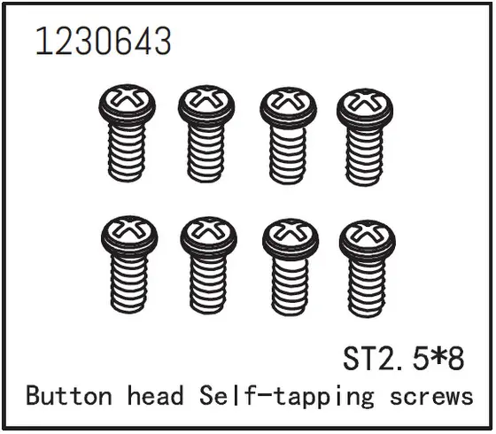 Button Head Screws - Selftapping m2.5*8 (8)