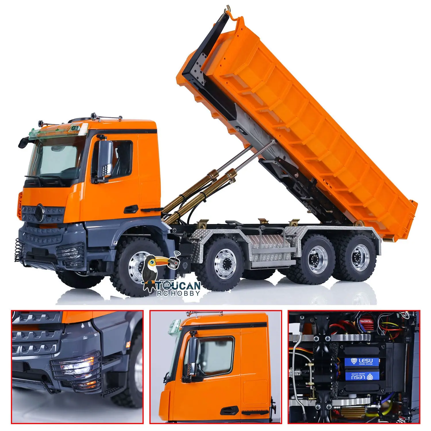 LESU 1/14 8*8 for K3363 Hydraulic RC Dumper Truck Tipper Model 1/2 Transfer Case LED Light 3T Sound ESC Servo Motor