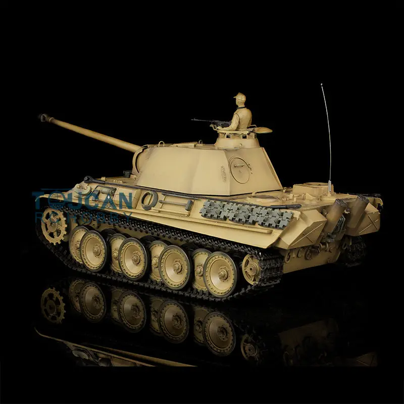 Henglong 1/16 RC Tank 7.0 3879 Customized German Tank Panther G RTR Tank w/ 360Degrees Rotating Turret Barrel Recoil Metal Road Wheel