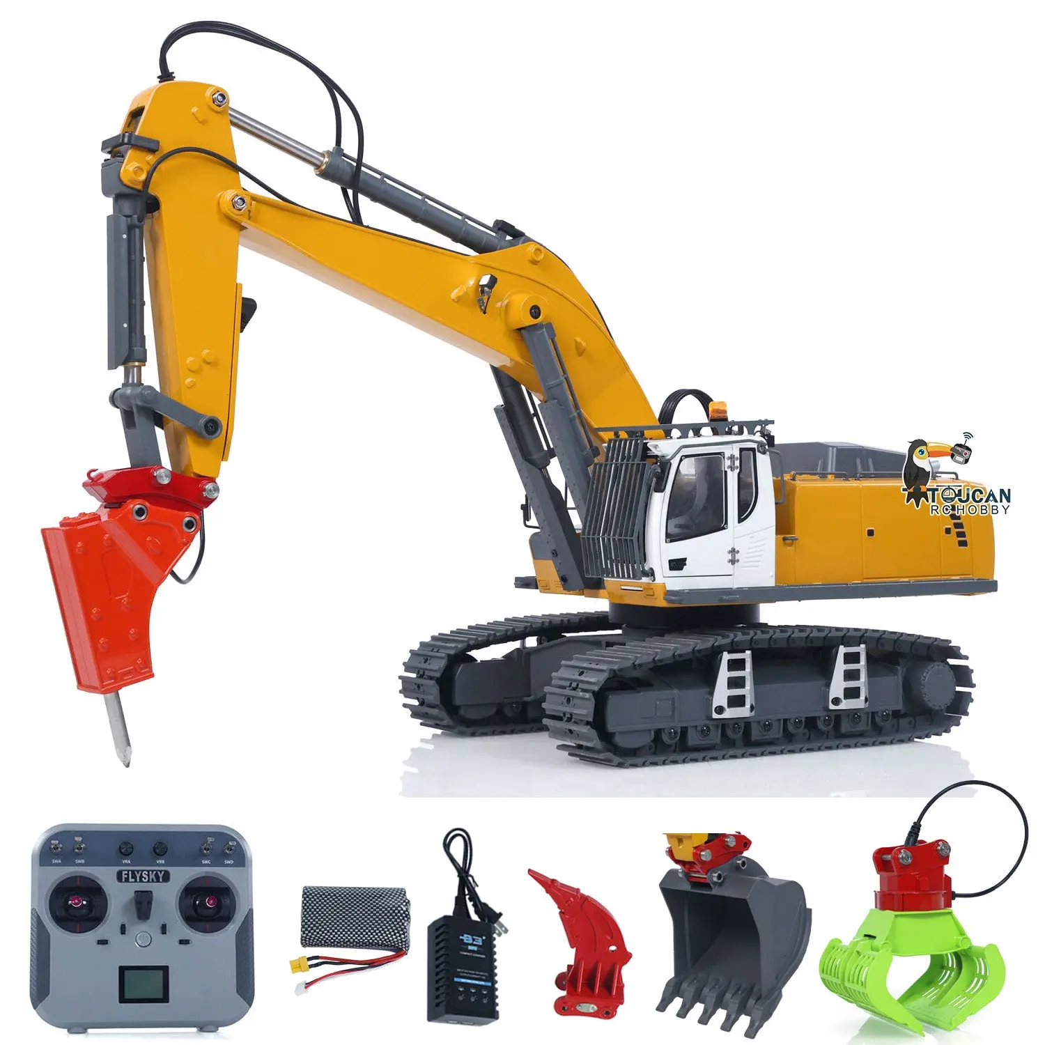 1/18 Kabolite 5901 100S Electric Lifting RC Excavator Flysky Remote Control Digger Engineering Vehicle Electric Ripper Hammer