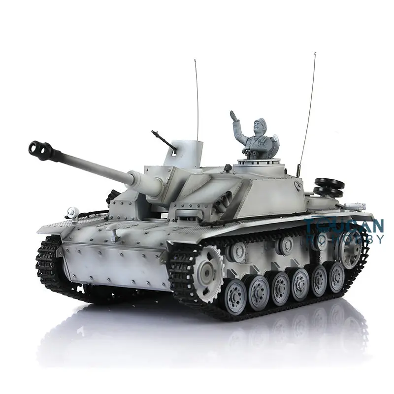 2.4G Henglong 1/16 Radio Control Tank 7.0 3868 Plastic German Stug III RTR RC Tank w/ Engine Sound Smoking Gearbox Gift for