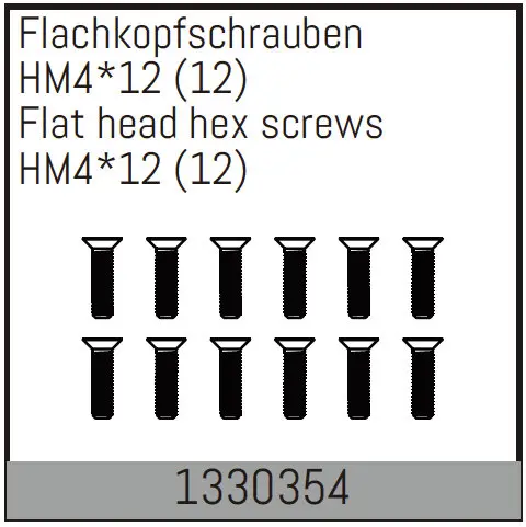 Flat Head Hex Fine Pitch Screws Hm4*12/12 PCS