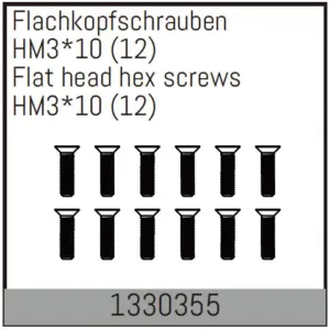 Hm3*10mm Flat Hex Screw 12pcs