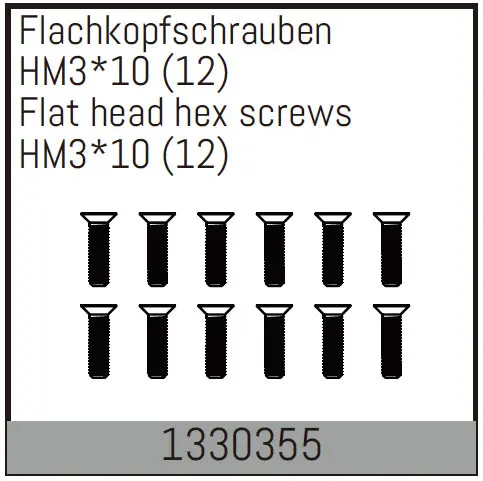Hm3*10mm Flat Hex Screw 12pcs