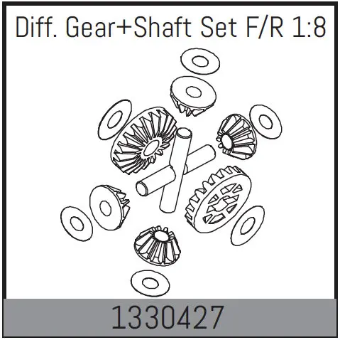 Diff. Gear + Shaft Set F/R 1:8