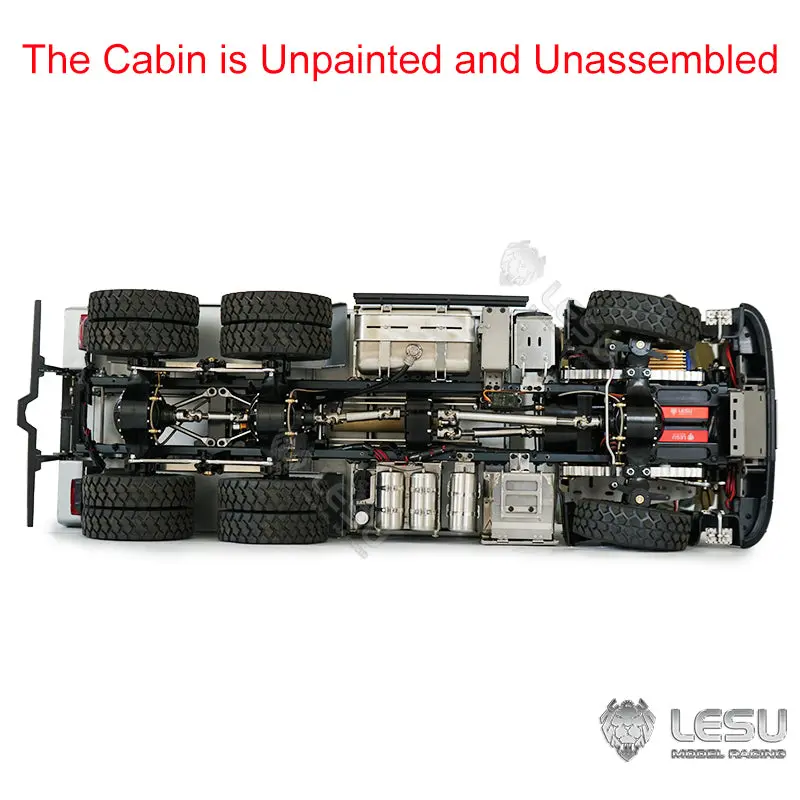 1/14 LESU 6x6 RC Hydraulic Metal Dumper Tipper Sound Light System Chassis Bucket Unpainted Unassembled Cabin Body VM Truck