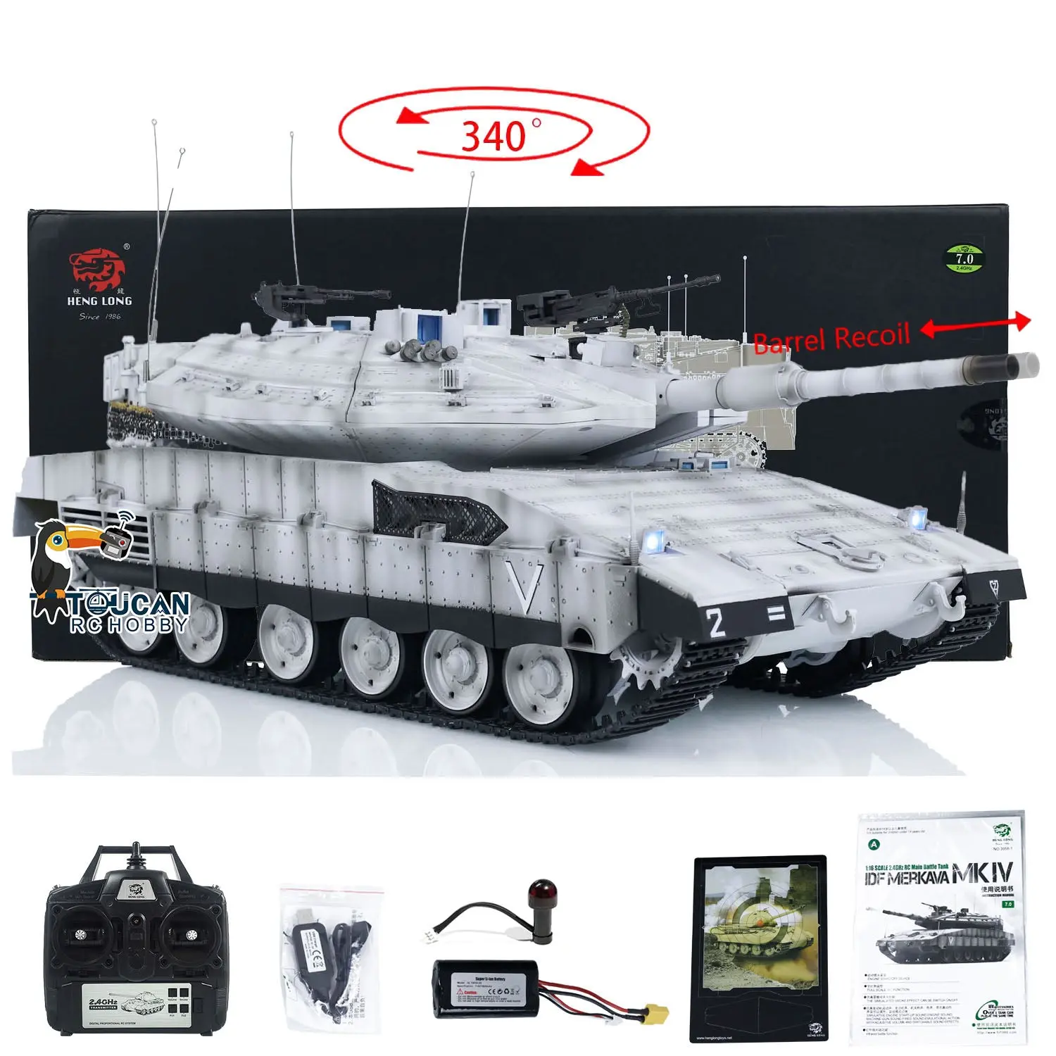 Heng Long Plastic RC Main Battle Tank 1/16 IDF Merkava MK IV 3958 Remote Control Panzer Military Vehicles BB Combating