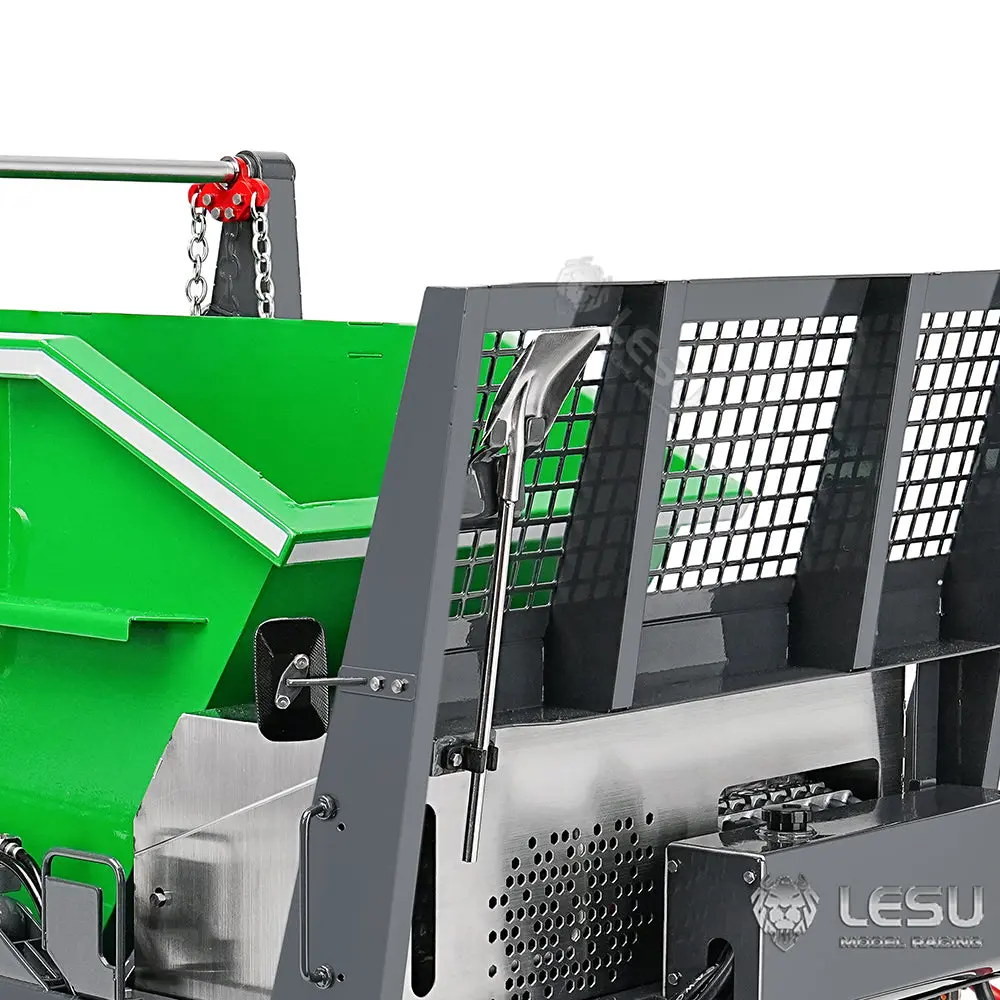LESU Metal 1/14 RC Hydraulic Swing Arm Garbage Truck 4X4 Skip Loader RTR TGS Car Assembled Electric Wireless Control Model 3-Speed
