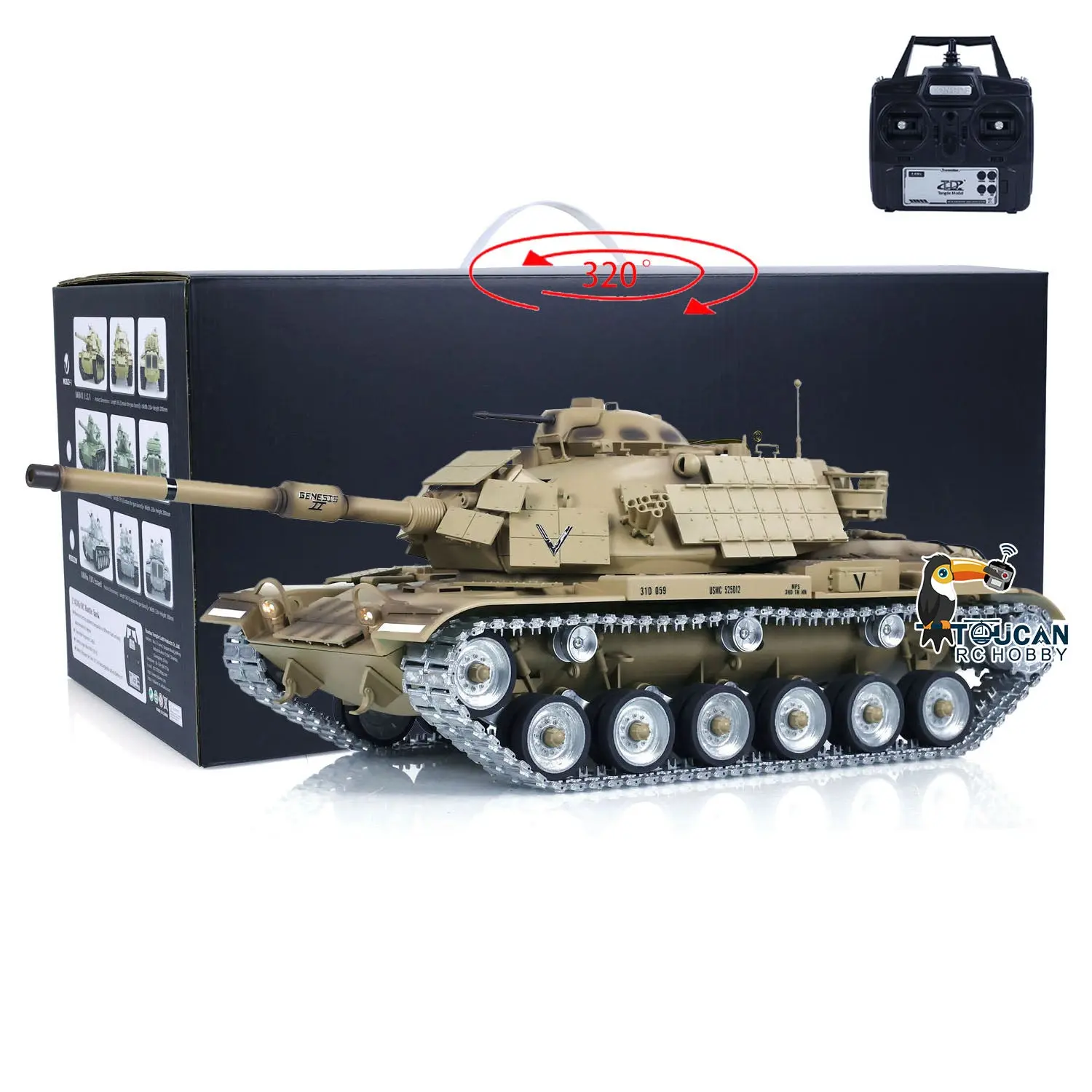 Tongde 1/16 RC Battle Tank M60A1 ERA USA Remote Control Armored Vehicle BB Infrared Battle Toy RTR 320 Degrees Model