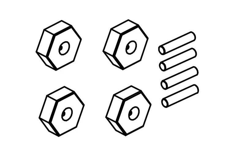 Wheel Hex Nuts & Pins (4)