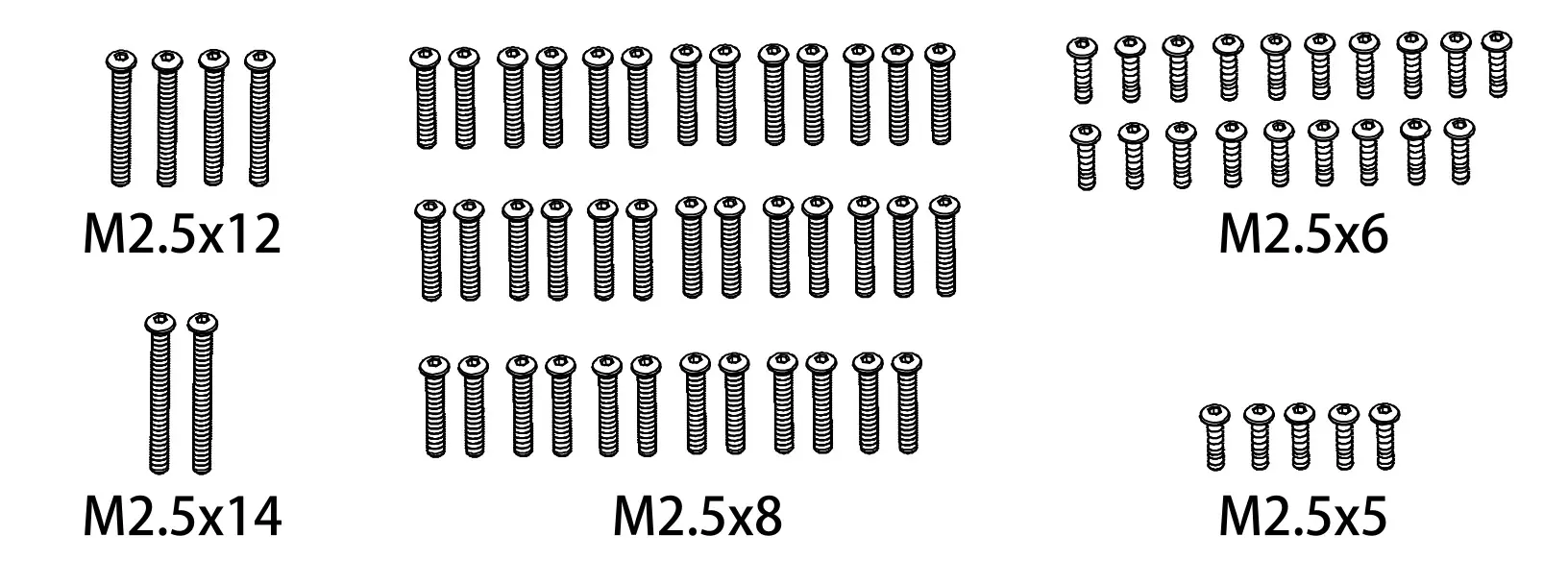 Screw Set m2.5*5/m2.5*6/m2.5*8/m2.5*12/m2.5*14
