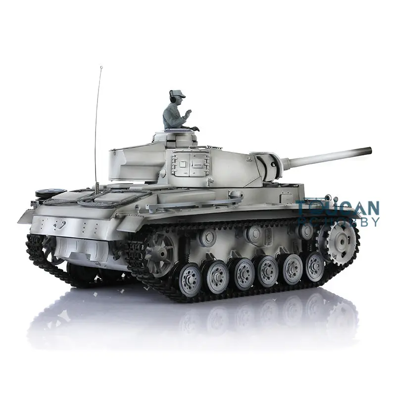 Henglong 1/16 RC Tank 7.0 Plastic Panzer III L 3848 Remote Control Tank w/ 360Degrees Rotating Turret FPV Steel Gearbox Smoking