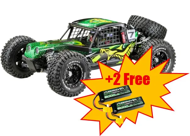 1:7 Rock Racer Mamba 7 Green 6s Bl RTR + 2* 3s Lipo 6000mah