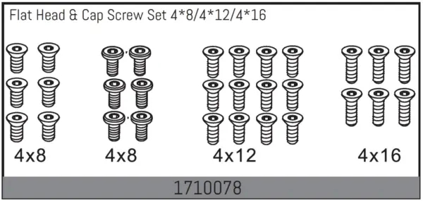 Flat Head & Cap Screw Set 4*8/4*12/4*16