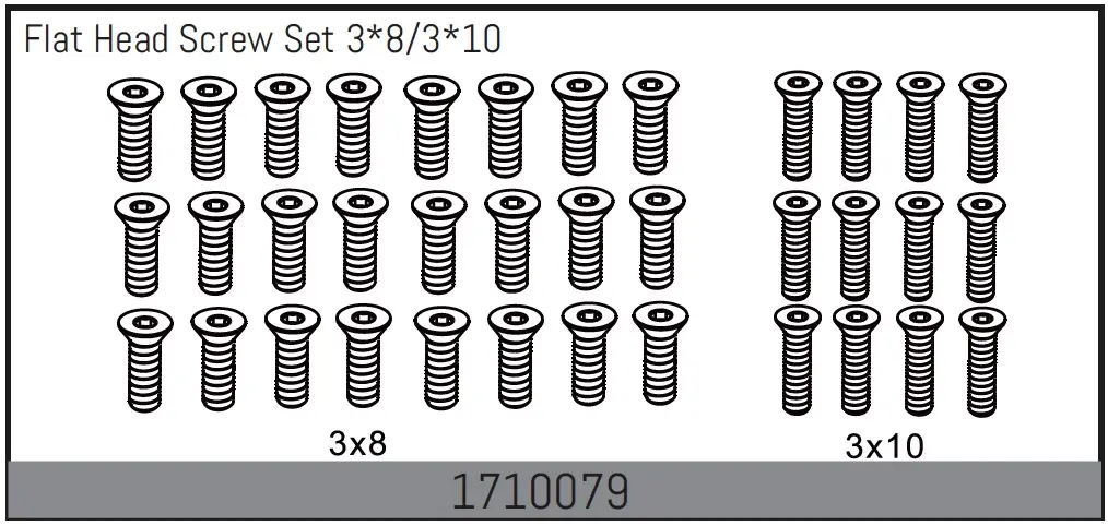 Flat Head Screw Set 3*8/3*10