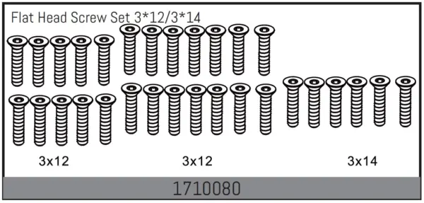Flat Head Screw Set 3*12/3*14
