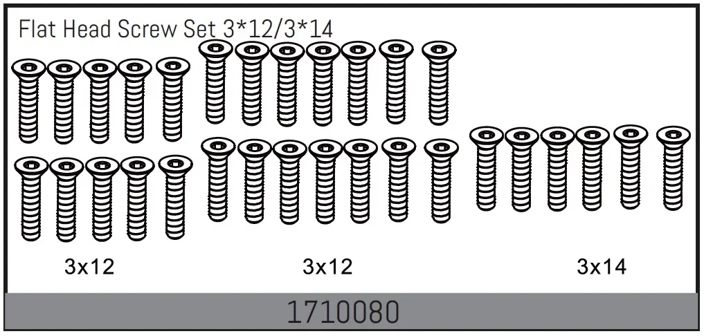 Flat Head Screw Set 3*12/3*14