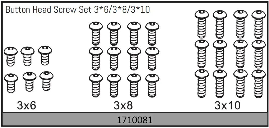 Button Head Screw Set 3*6/3*8/3*10