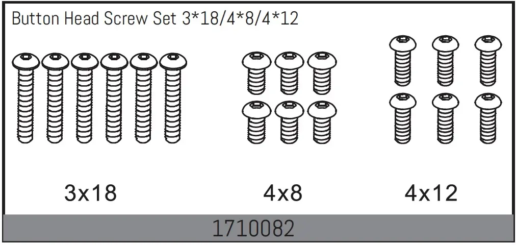 Button Head Screw Set 3*18/4*8/4*12