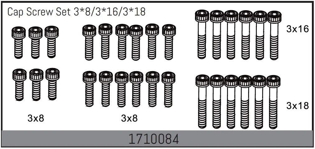 Cap Screw Set 3*8/3*16/3*18