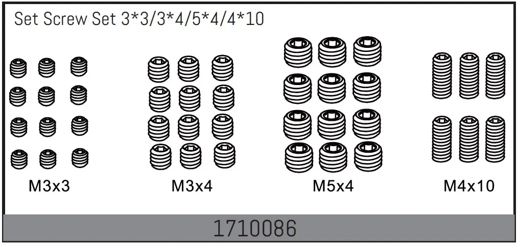 Set Screw Set 3*3/3*4/5*4/4*10