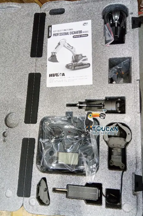 HUINA New Upgrade 580 1/14 Metal Excavator Model Engineering Vehicle Electric Ball Grabber 360 Rotating Shear Claw Sound Lights