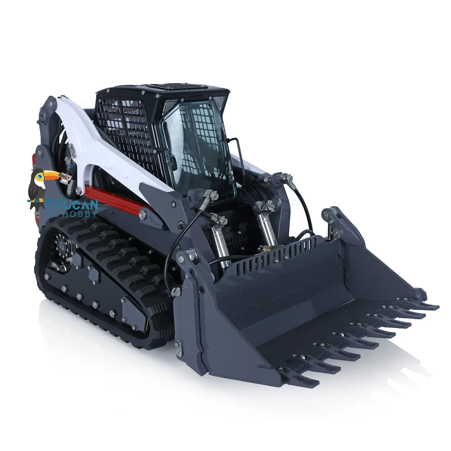 LESU 1/14 RC Metal Hydraulic Aoue-LT5 Tracked Skid-Steer Loader DIY Model Trailer Plate Rear Light Tracks Brush Cleaner Shovel