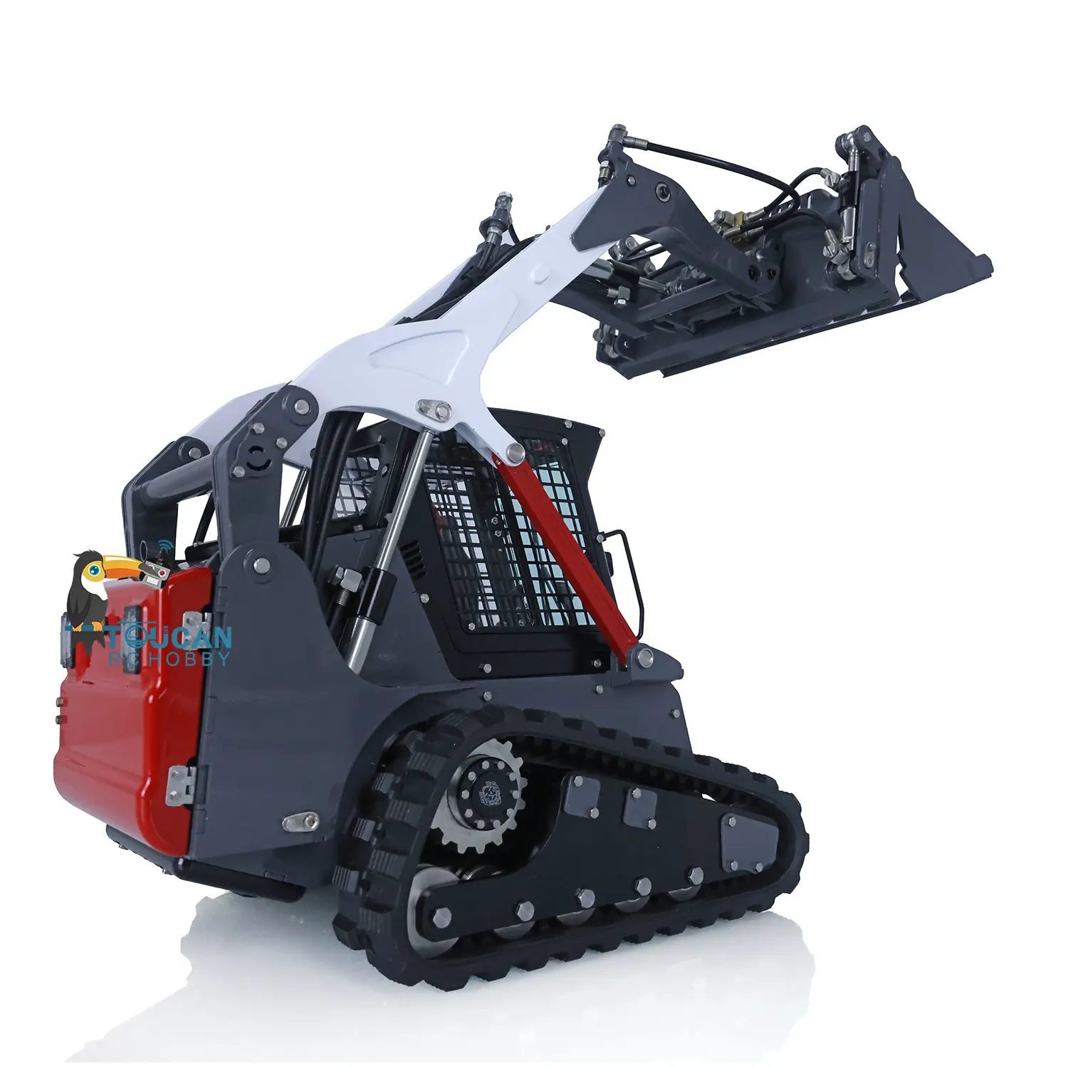 LESU 1/14 RC Metal Hydraulic Aoue-LT5 Tracked Skid-Steer Loader DIY Model Trailer Plate Rear Light Tracks Brush Cleaner Shovel
