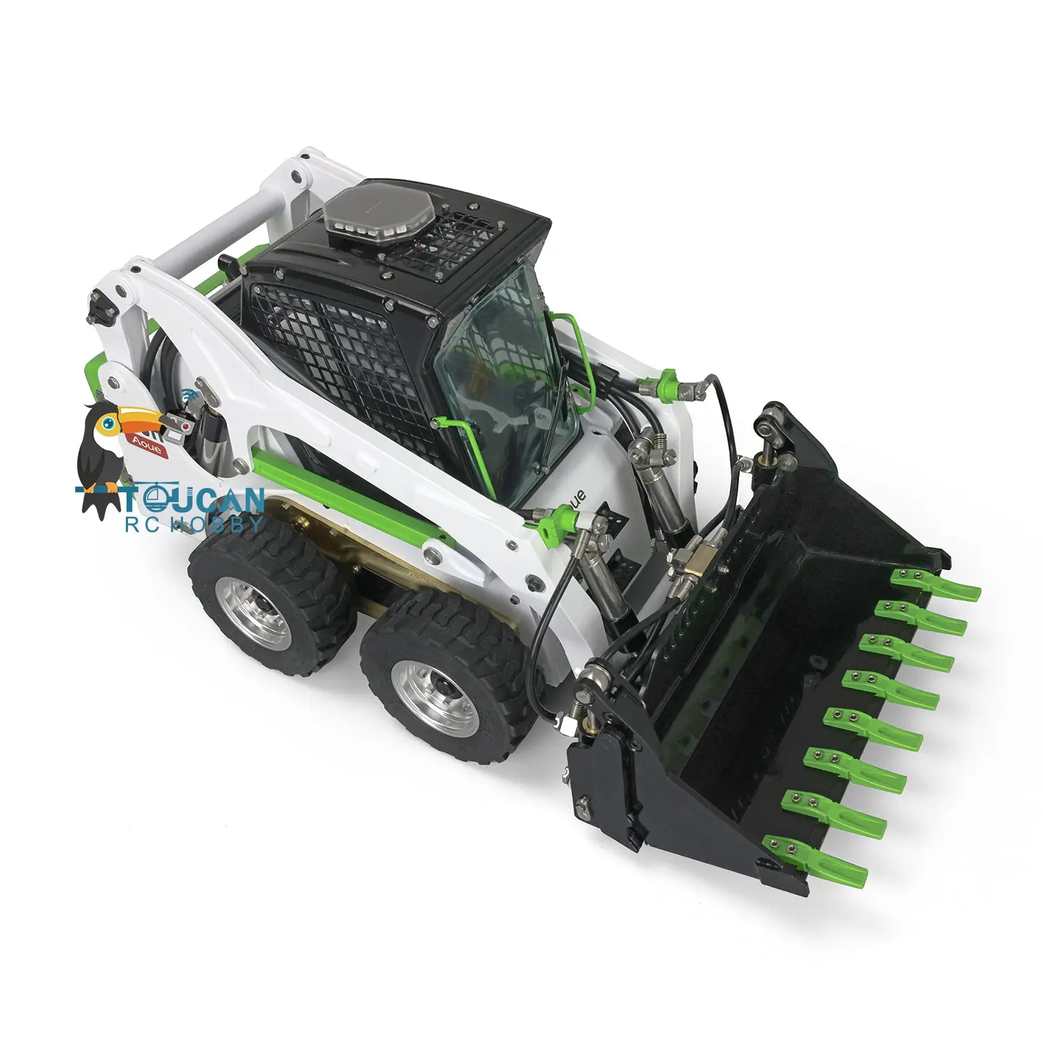 LESU 1/14 Metal Wheeled Skid-Steer Hydraulic RC Loader Aoue LT5H I6S RTR Painted Ripper Scarifier Gripper Sieve Bucket Trailer