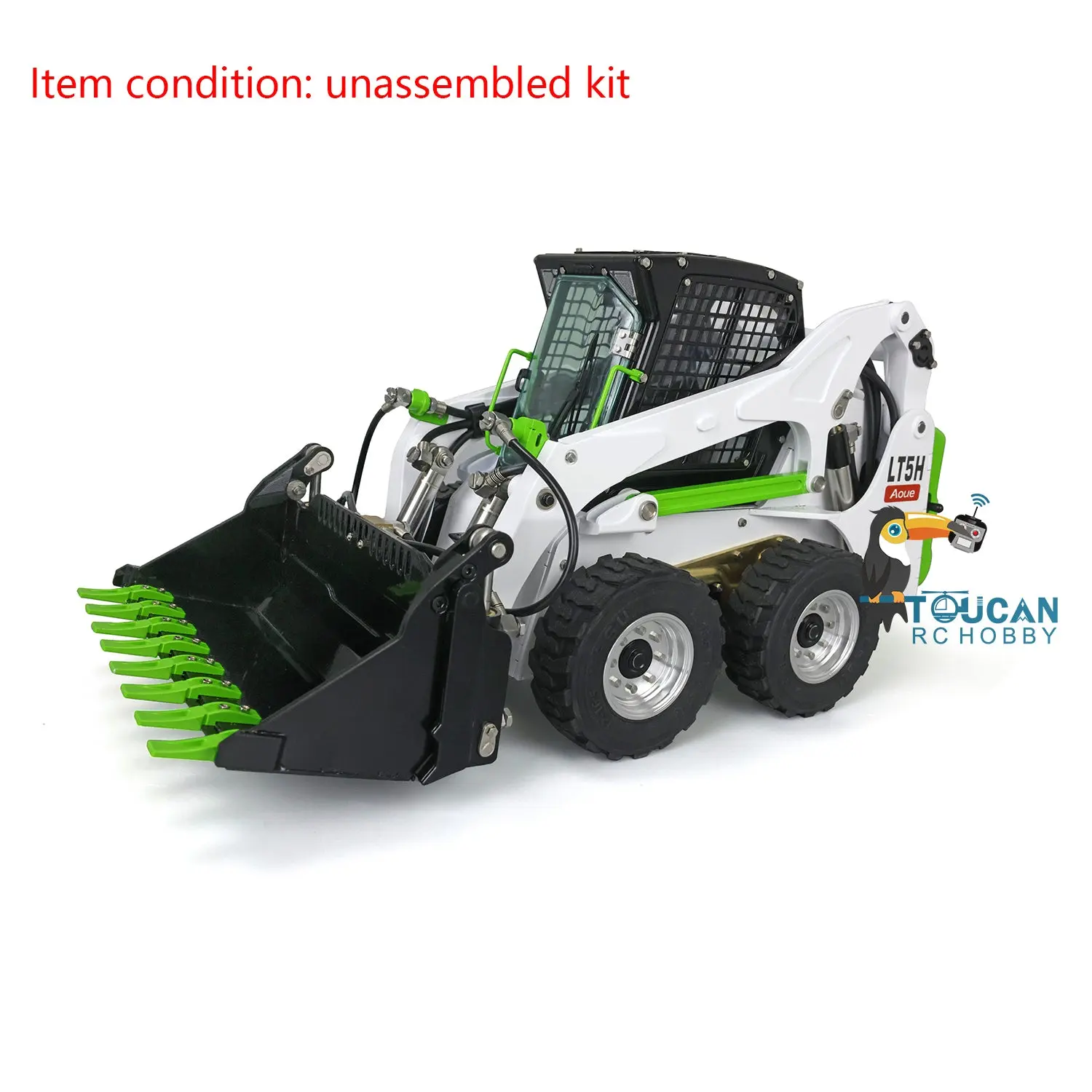 LESU 1/14 Metal RC Loader Aoue-LT5H Hydraulic Wheeled Skid-Steer Construction Vehicle Model Light Sound DIY Wheels Hubs fork Bucket Gripper Ripper Scarifier Shovel Clamp