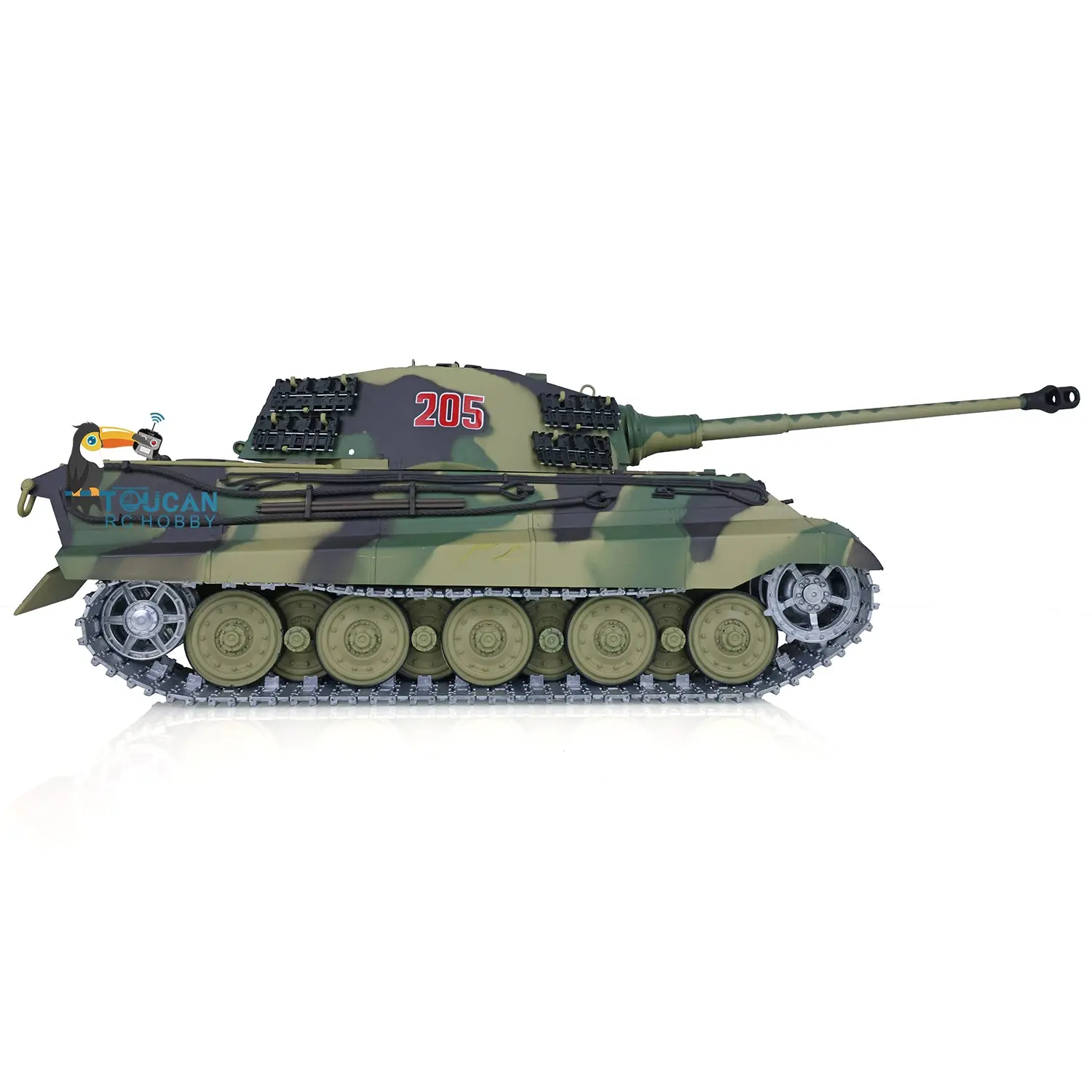 2.4Ghz Henglong 1:16 7.0 German King Tiger RTR RC Tank 3888A Model Metal Tracks 340 Degree Turret Steel Driving Gearbox
