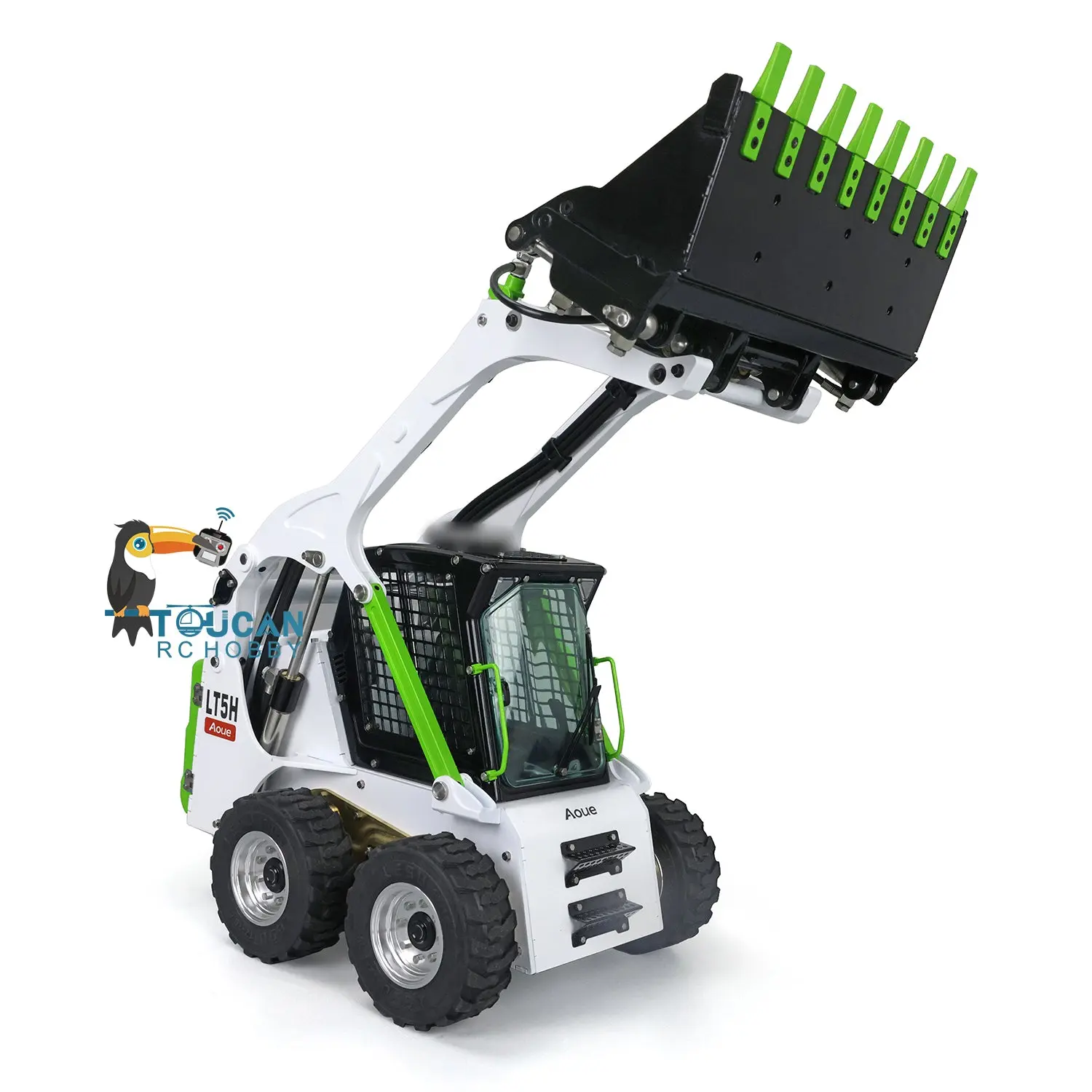 LESU 1/14 Metal RC Loader Aoue-LT5H Hydraulic Wheeled Skid-Steer Construction Vehicle Model Light Sound DIY Wheels Hubs fork Bucket Gripper Ripper Scarifier Shovel Clamp