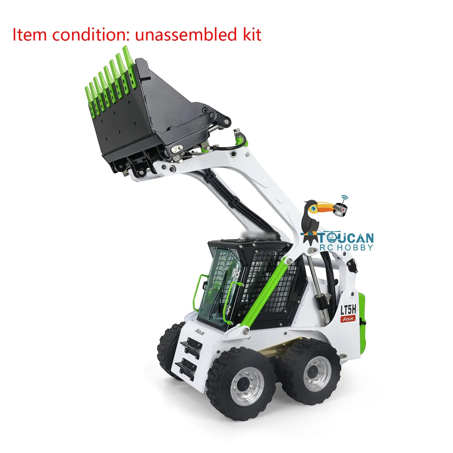 LESU 1/14 Metal RC Loader Aoue-LT5H Hydraulic Wheeled Skid-Steer Construction Vehicle Model Light Sound DIY Wheels Hubs fork Bucket Gripper Ripper Scarifier Shovel Clamp