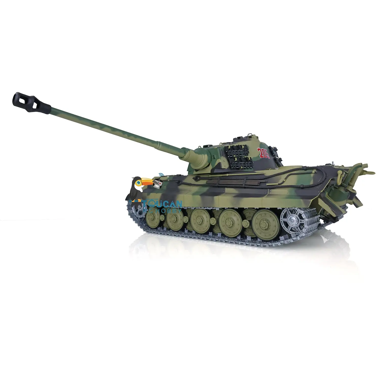 2.4Ghz Henglong 1:16 7.0 German King Tiger RTR RC Tank 3888A Model Metal Tracks 340 Degree Turret Steel Driving Gearbox