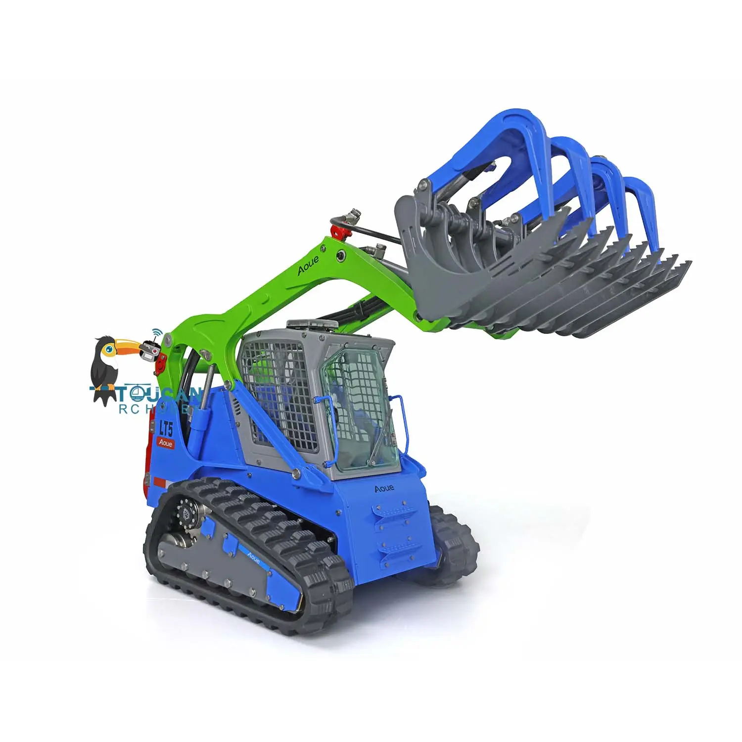 Customized LESU 1/14 Aoue LT5 Hydraulic Tracked Skid-Steer RC Loader Gripper Scarifier Assembled Painted Rotate Lamp Charger Batterey I6s