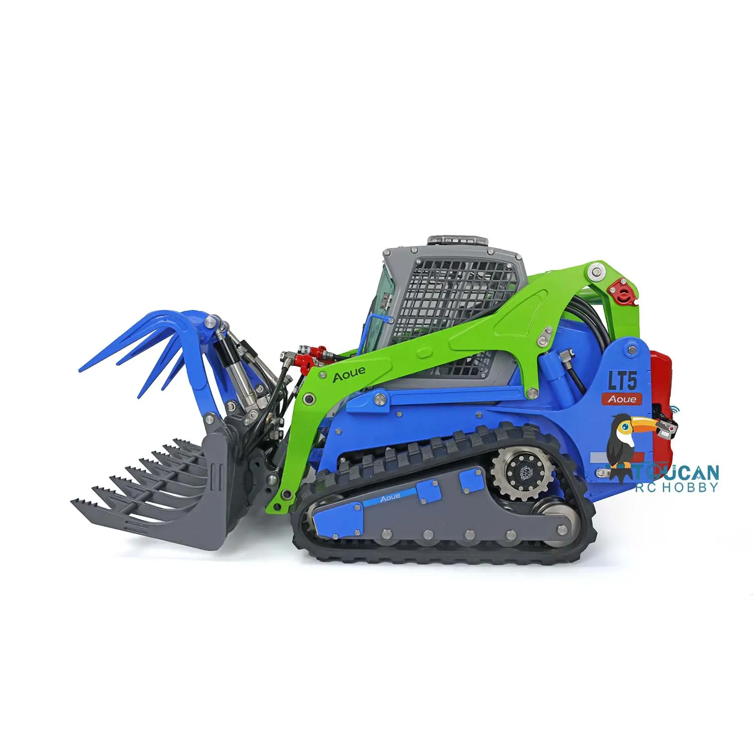 Customized LESU 1/14 Aoue LT5 Hydraulic Tracked Skid-Steer RC Loader Gripper Scarifier Assembled Painted Rotate Lamp Charger Batterey I6s