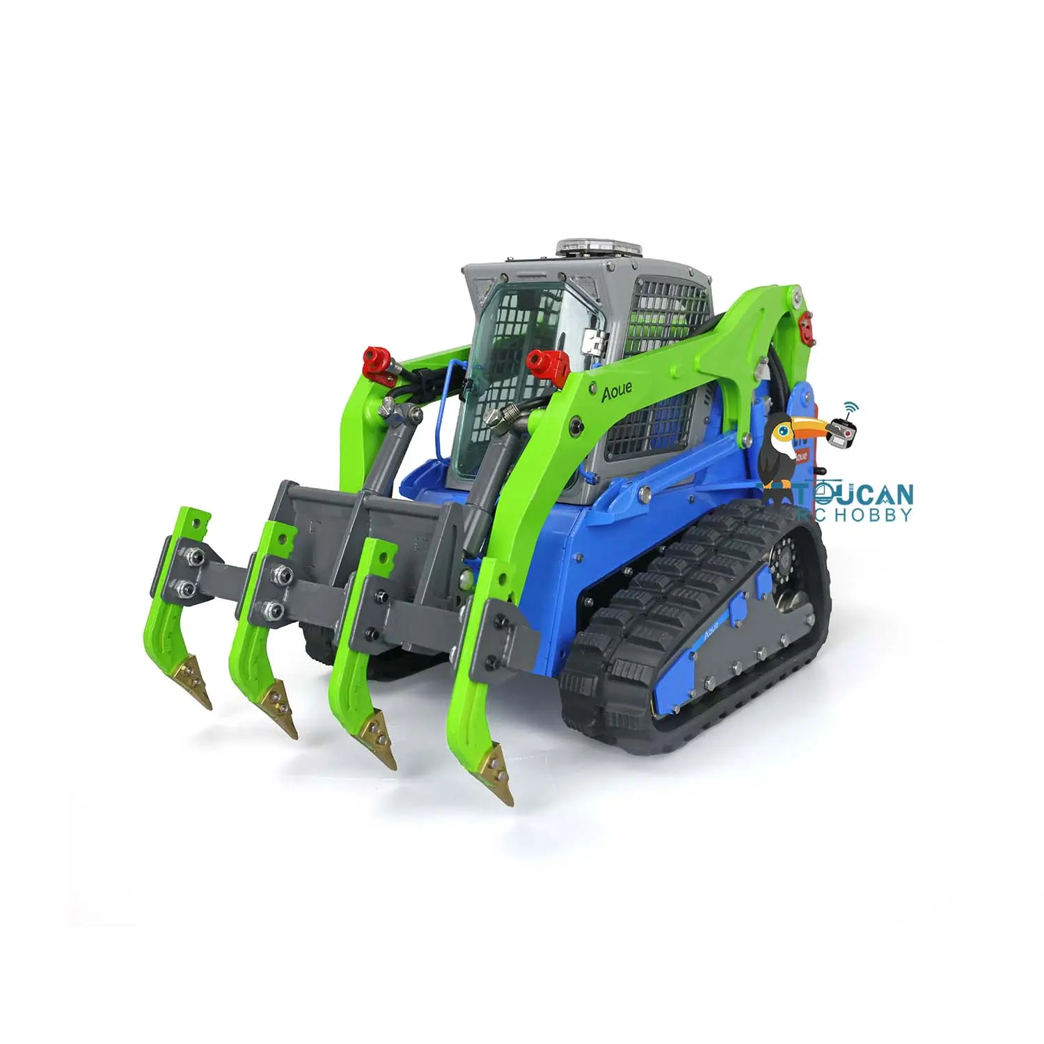 Customized LESU 1/14 Aoue LT5 Hydraulic Tracked Skid-Steer RC Loader Gripper Scarifier Assembled Painted Rotate Lamp Charger Batterey I6s