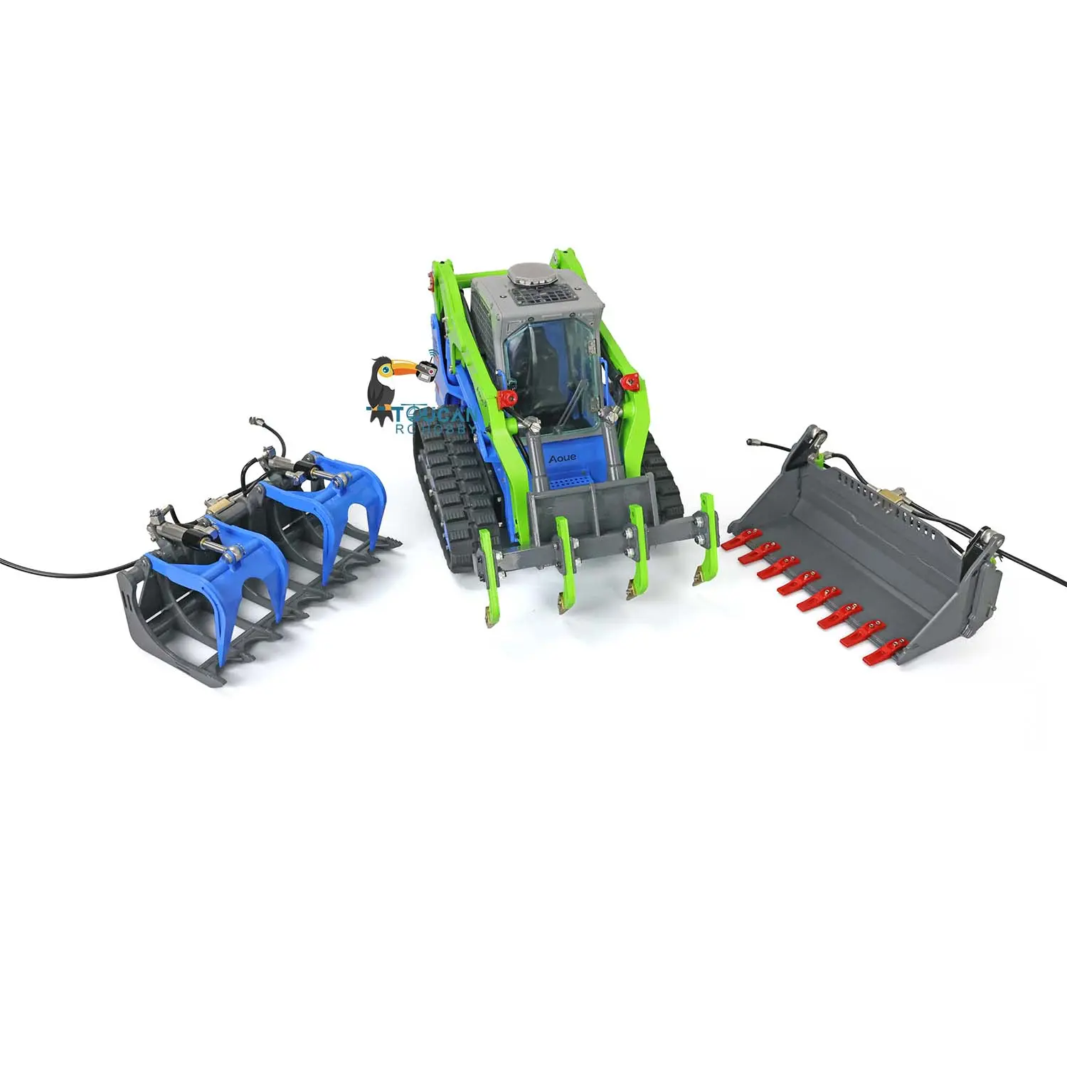 Customized LESU 1/14 Aoue LT5 Hydraulic Tracked Skid-Steer RC Loader Gripper Scarifier Assembled Painted Rotate Lamp Charger Batterey I6s