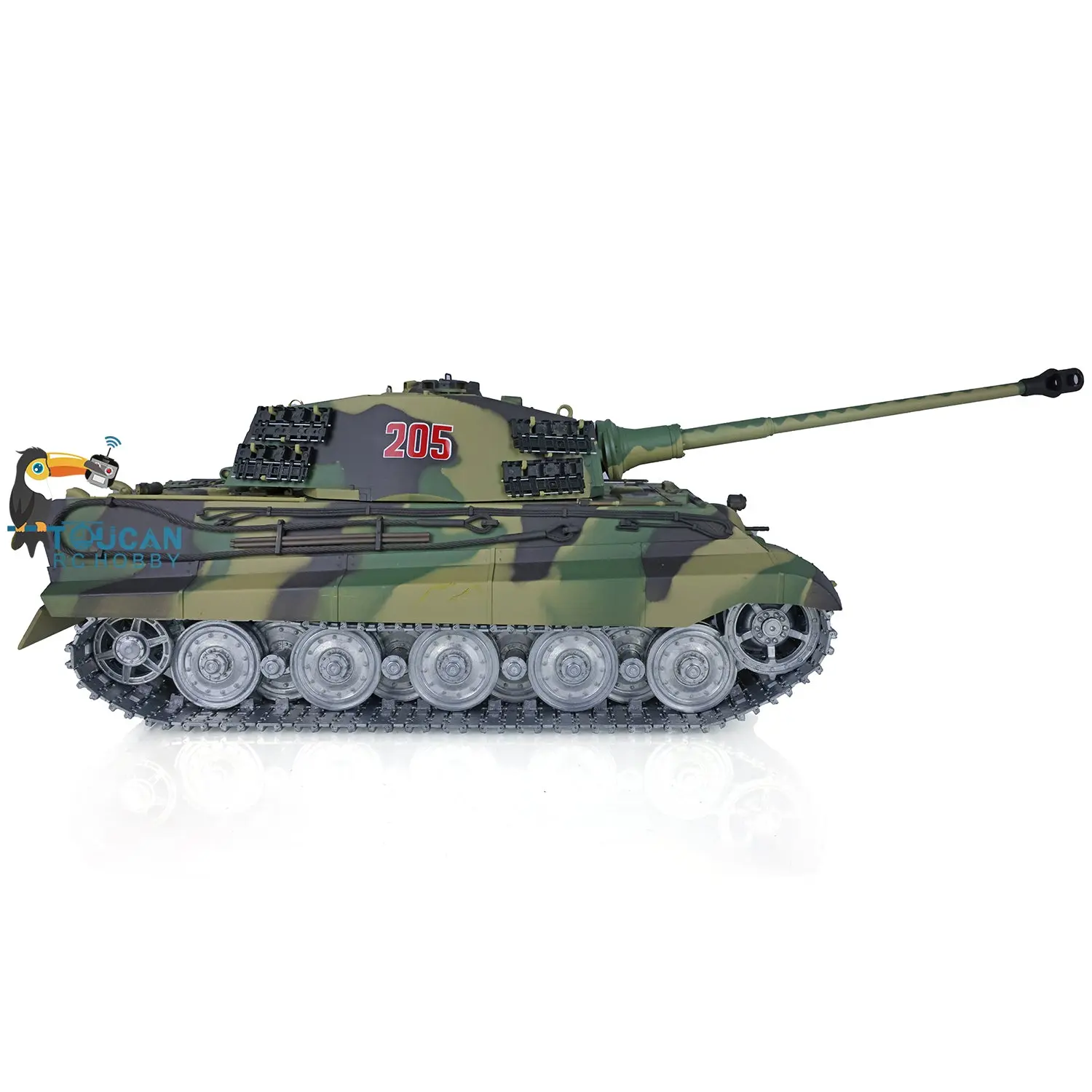 Henglong 1/16 RC Tank 3888A 7.0 King Tiger Remote Control Tank 360 Degrees Rotating Turret Metal Road Wheel Barrel Recoil