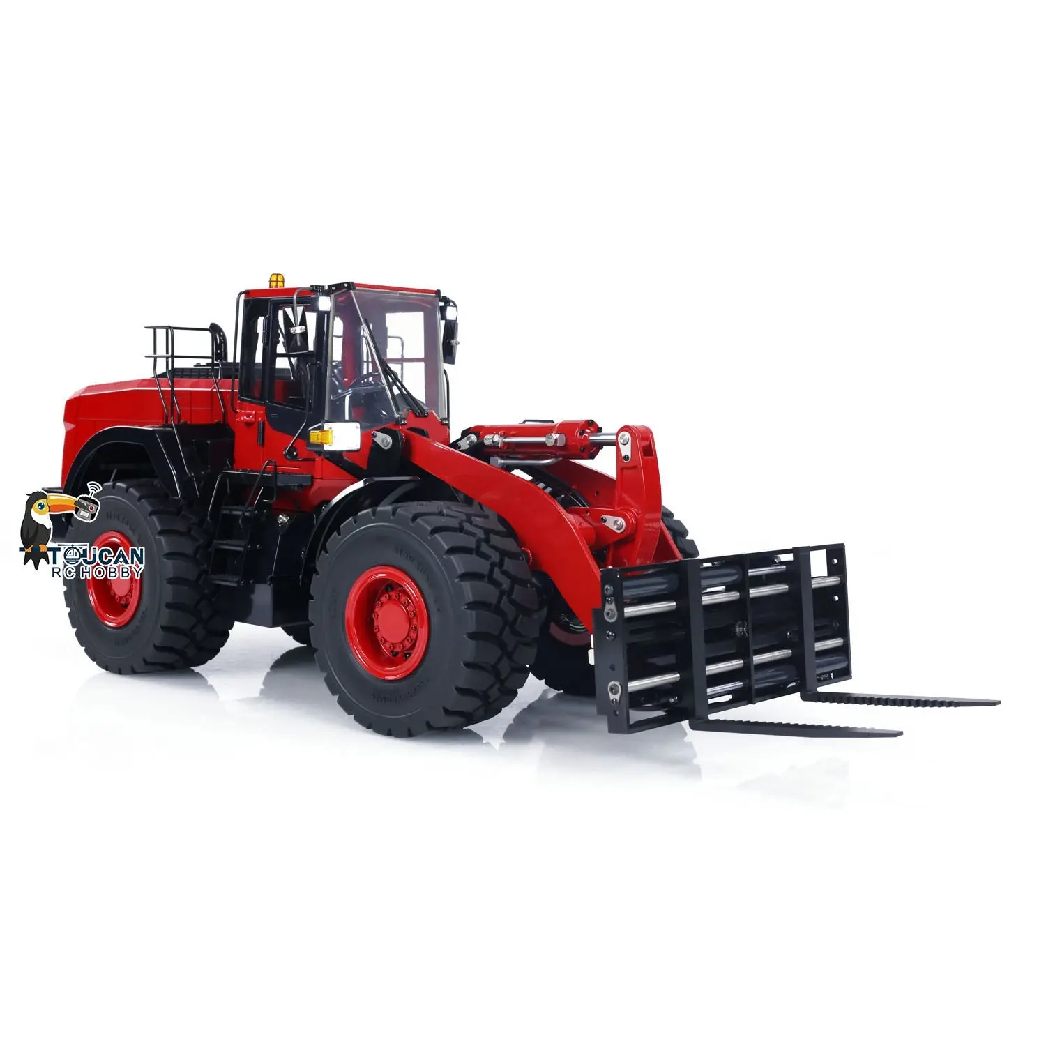 1/14 RC Metal Hydraulic Loader WA480 Remote Control Construction Heavy Machine Quick Coupler Fork Bucket Light Sound ST8 Radio