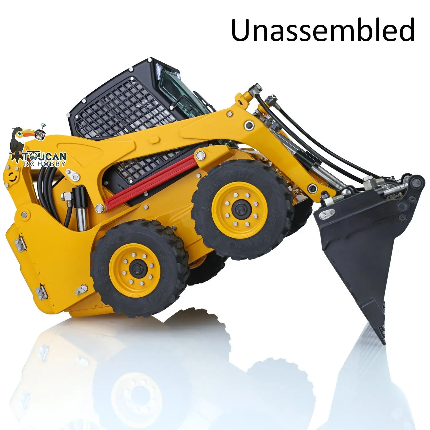 Customized 1/14 LESU Metal Aoue-LT5H Wheeled Skid-Steer Loader RC Hydraulic DIY Model Sound Light Tyres Hubs fork Bucket Gripper Blade Shovel