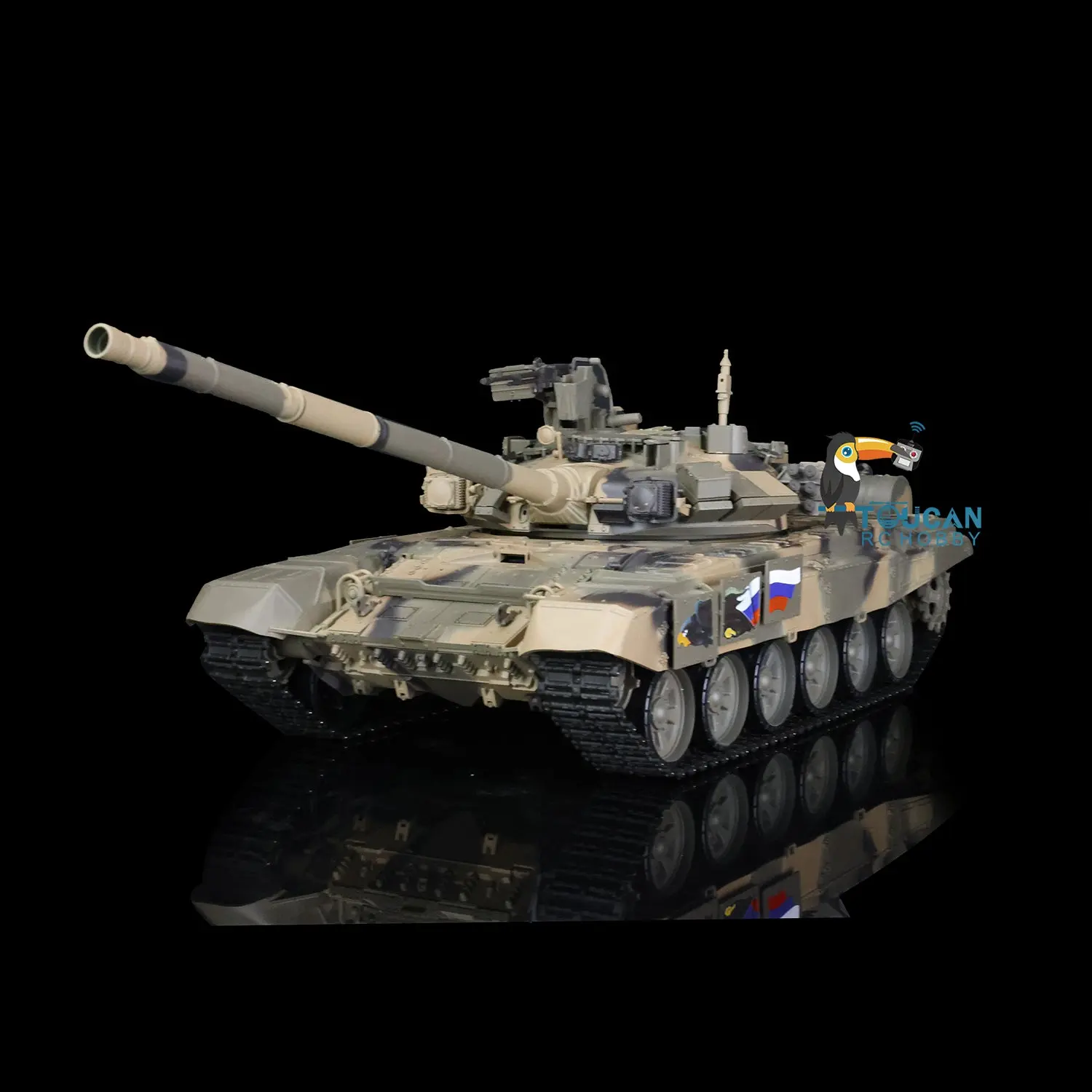 Henglong 1/16 Scale7.0 Plastic Russian T90 RTR RC Tank 3938 W/ 360Degrees Turret Red Eyes Infrared Fighting System BB Shooting Gearbox