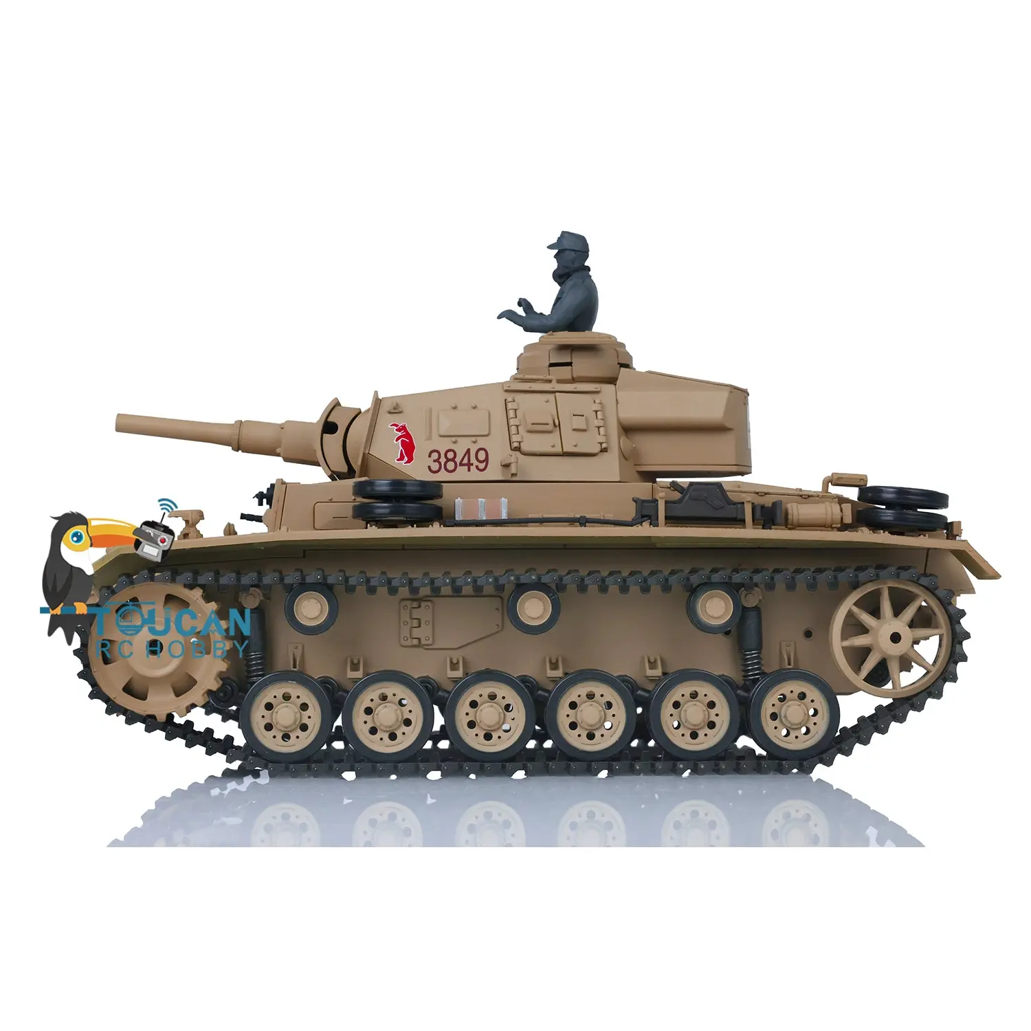 Henglong 1/16 7.0 Plastic Panzer III H FPV RC Tank 3849 Gearbox 360 Degrees Turret