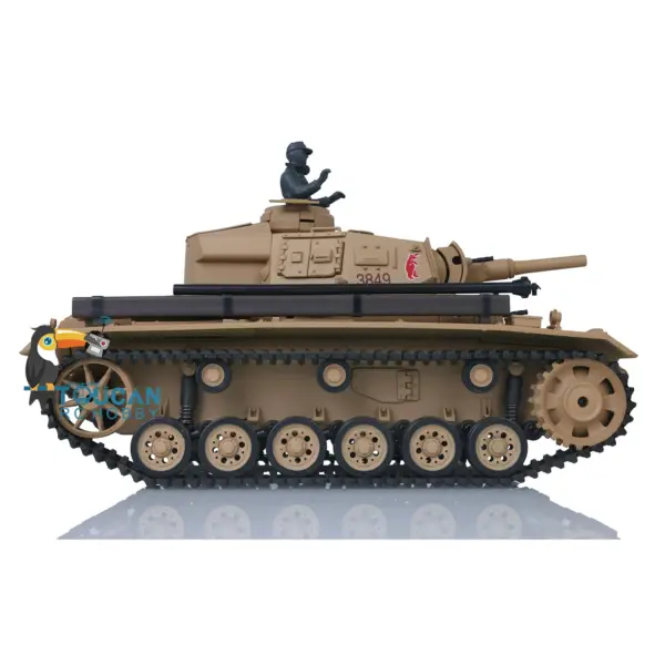 Henglong 1/16 7.0 Plastic Panzer III H FPV RC Tank 3849 Gearbox 360 Degrees Turret