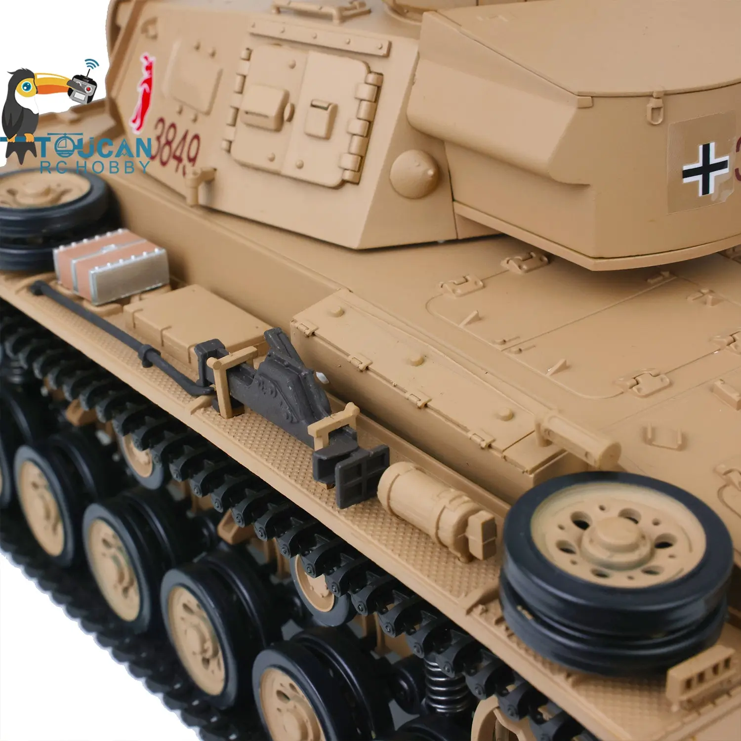2.4G Henglong 1/16 Scale 7.0 Plastic German Panzer III H Ready To Run Remote Control Battle Tank Model 3849 Battery