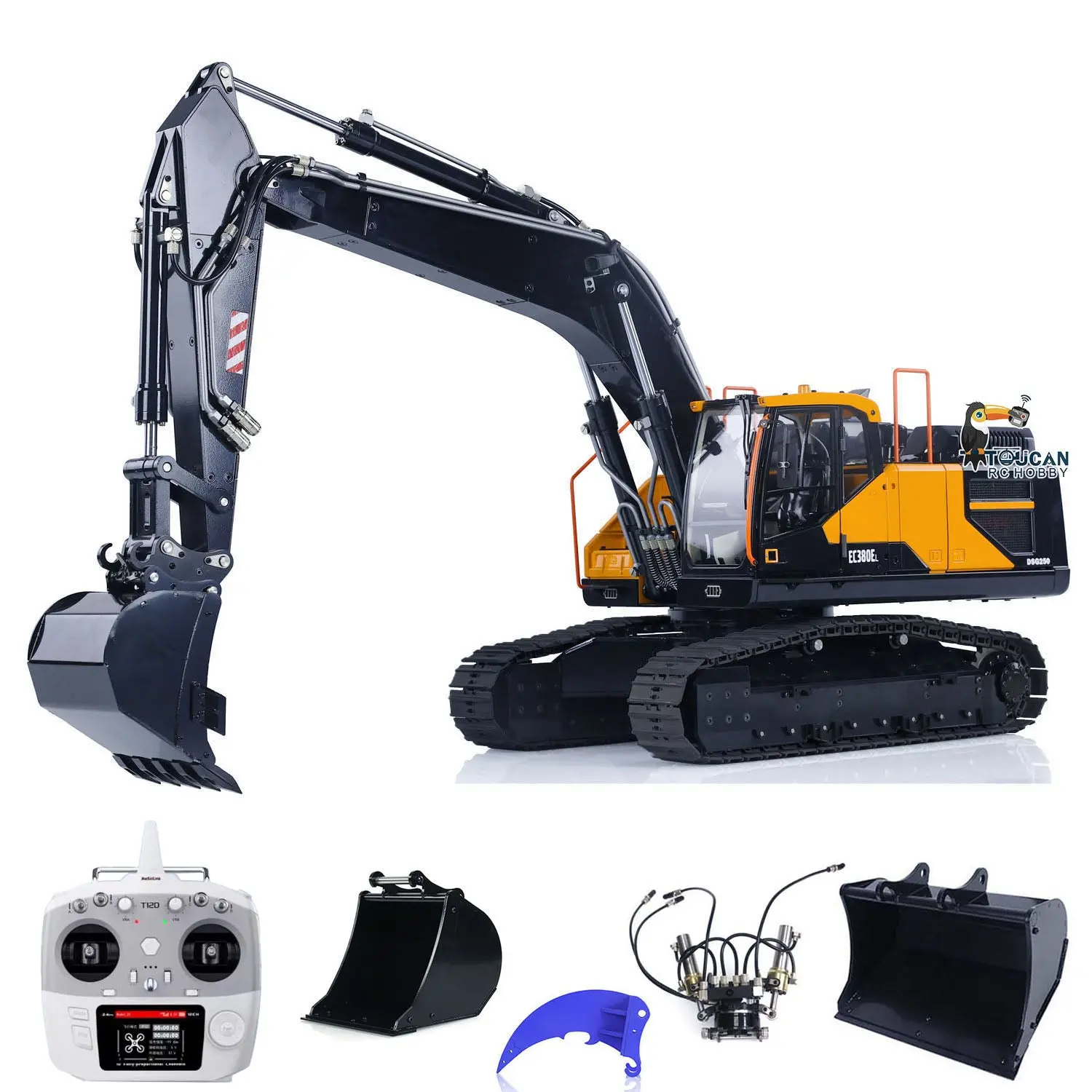 Metal MTMODEL 1/14 2 Arms RC Hydraulic Excavator EC380 Tracked Electric Wireless Control Digger Heavy Machine Vehicles Model