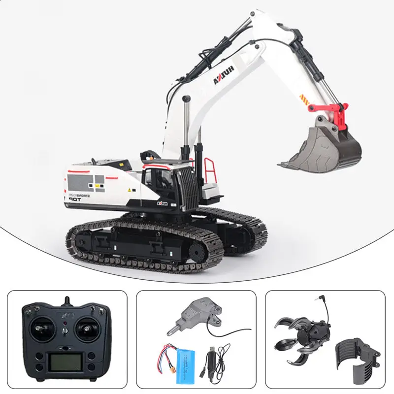 1/14 HUINA RC Metal Remote Controlled Excavator 1594 594 2.4G Radio Light Battery USB 22CH Sound Gift Boys Girls