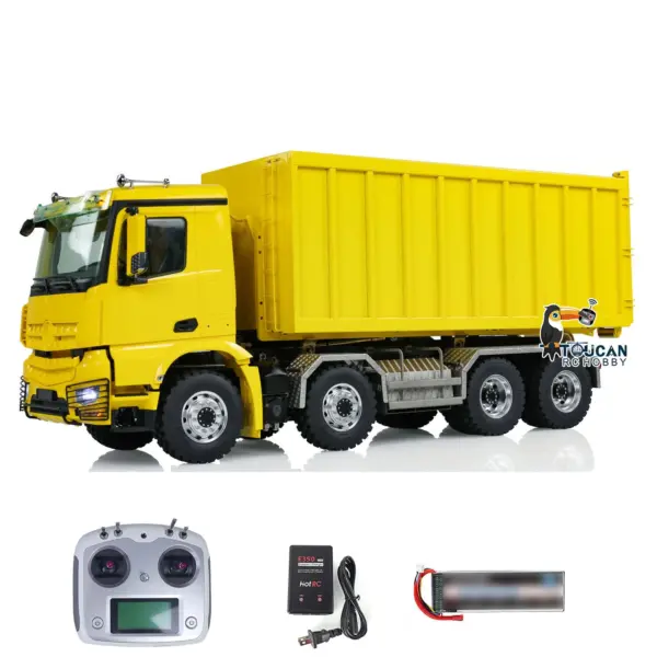 Customized LESU 8x8 1/14 Hydraulic RC Dump Truck Remote Controlled Roll On/Off Metal Waste Bin Tipper Simulation Cars Hobby Models