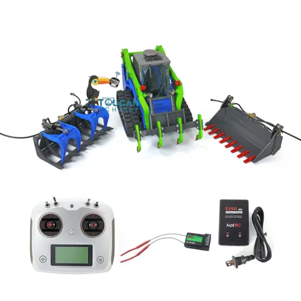 Customized LESU 1/14 Aoue LT5 Hydraulic Tracked Skid-Steer RC Loader Gripper Scarifier Assembled Painted Rotate Lamp Charger Batterey I6s