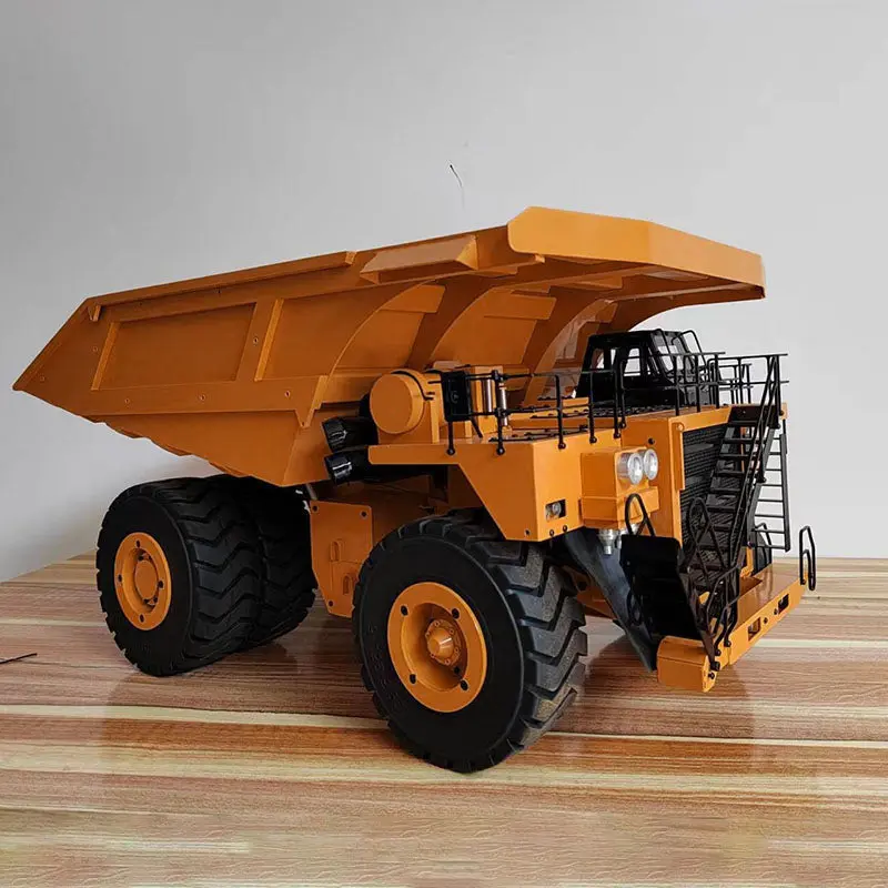 1/20 Metal RC Hydraulic Mine Truck 793D Assembled Dumper Servo Motor I6X Radio Lights Warning Sound System Car Model